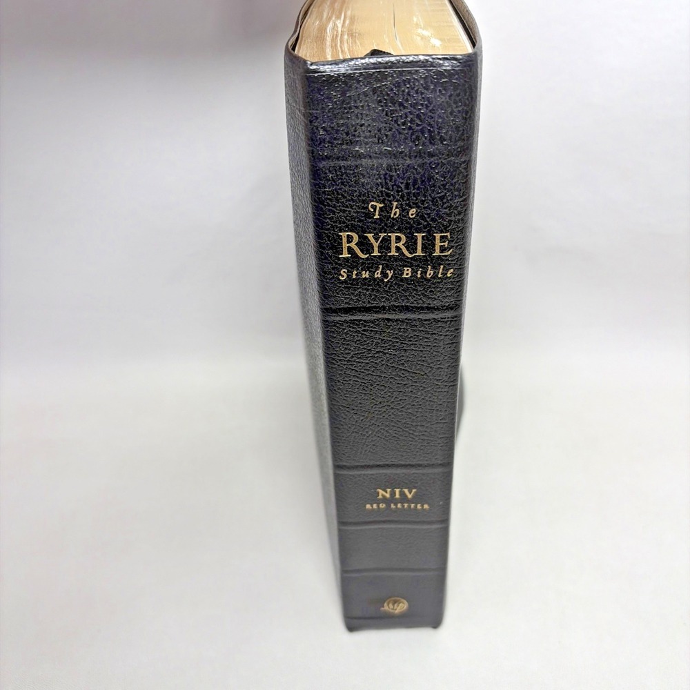 Vintage 1994 Ryrie Study Bible NIV Red Letter Moody Black Leather 90s